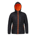 Black-Orange - Front - 2786 Womens-Ladies Hooded Water & Wind Resistant Padded Jacket