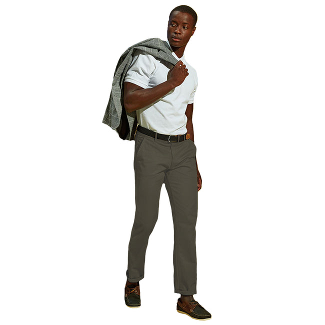 Slate - Side - Asquith & Fox Mens Classic Casual Chinos-Trousers