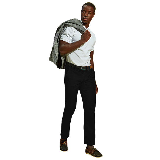 Black - Side - Asquith & Fox Mens Classic Casual Chinos-Trousers