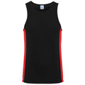Jet Black-Fire Red - Front - AWDis Just Cool Mens Contrast Panel Sports Vest Top