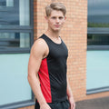 Jet Black-Fire Red - Back - AWDis Just Cool Mens Contrast Panel Sports Vest Top