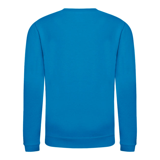 Sapphire Blue - Back - AWDis Just Hoods Childrens-Kids Plain Crew Neck Sweatshirt
