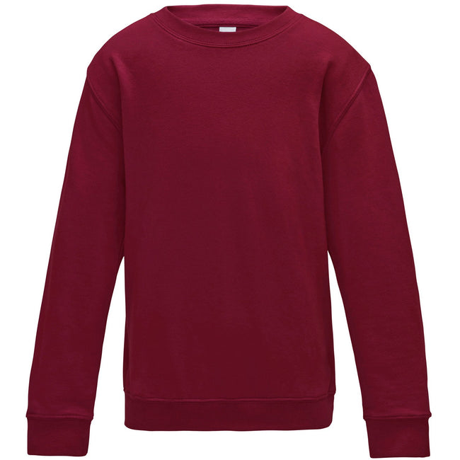 Kelly Green - Side - AWDis Just Hoods Childrens-Kids Plain Crew Neck Sweatshirt
