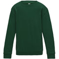 Bottle Green - Front - AWDis Just Hoods Childrens-Kids Plain Crew Neck Sweatshirt
