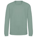 Dusty Green - Front - AWDis Just Hoods Childrens-Kids Plain Crew Neck Sweatshirt