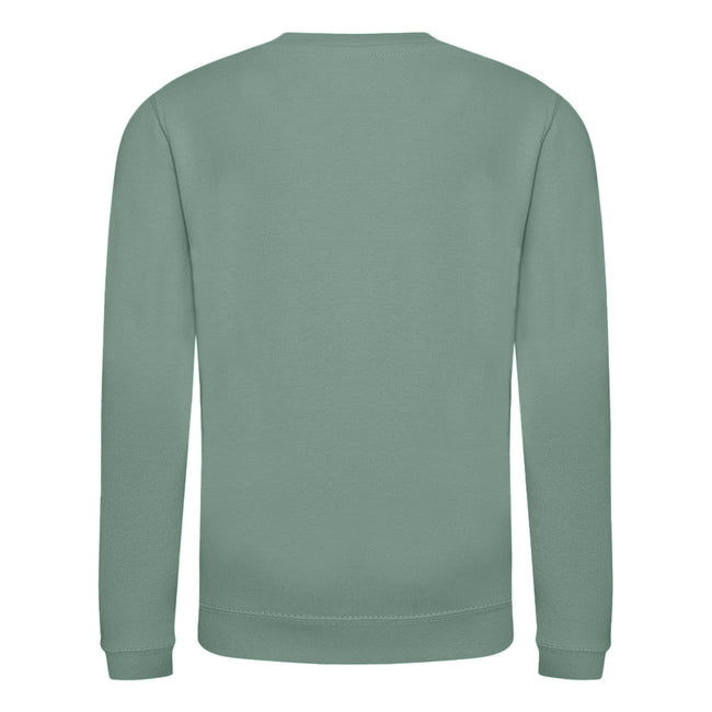Dusty Green - Back - AWDis Just Hoods Childrens-Kids Plain Crew Neck Sweatshirt