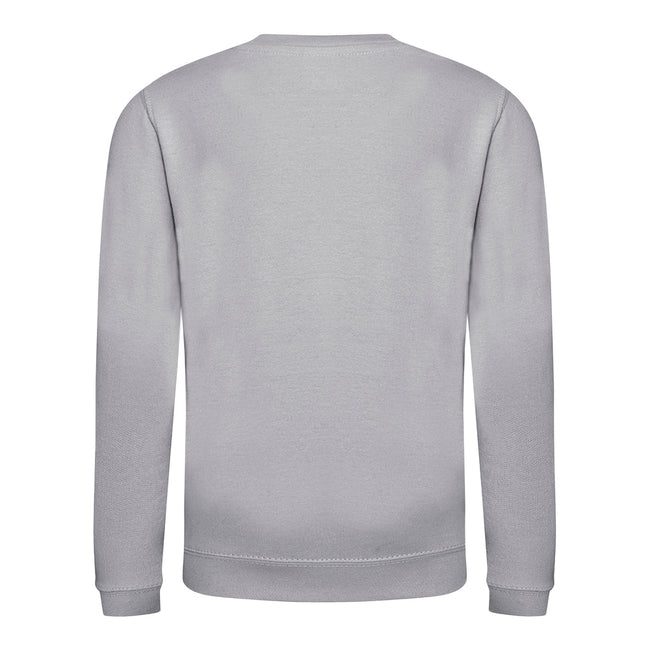 Heather Grey - Back - AWDis Just Hoods Childrens-Kids Plain Crew Neck Sweatshirt