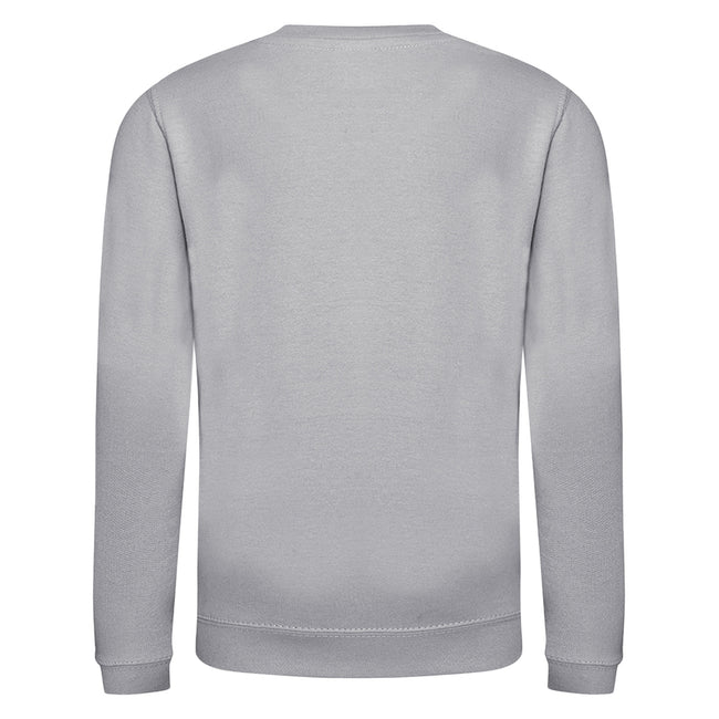 Heather Grey - Back - AWDis Just Hoods Childrens-Kids Plain Crew Neck Sweatshirt