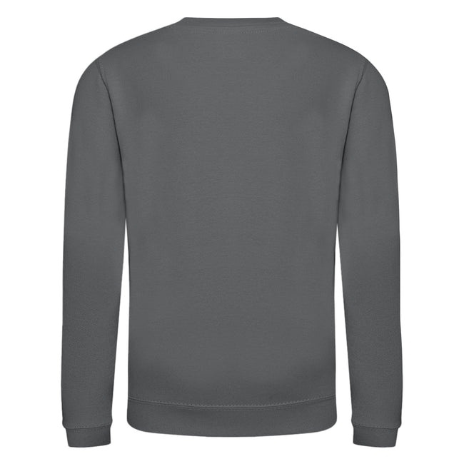 Storm Grey - Back - AWDis Just Hoods Childrens-Kids Plain Crew Neck Sweatshirt