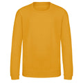 Mustard Yellow - Front - AWDis Just Hoods Childrens-Kids Plain Crew Neck Sweatshirt