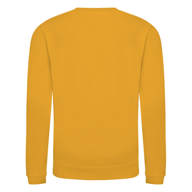 Mustard Yellow - Back - AWDis Just Hoods Childrens-Kids Plain Crew Neck Sweatshirt