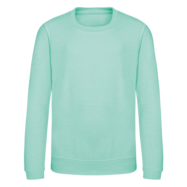 Peppermint - Front - AWDis Just Hoods Childrens-Kids Plain Crew Neck Sweatshirt