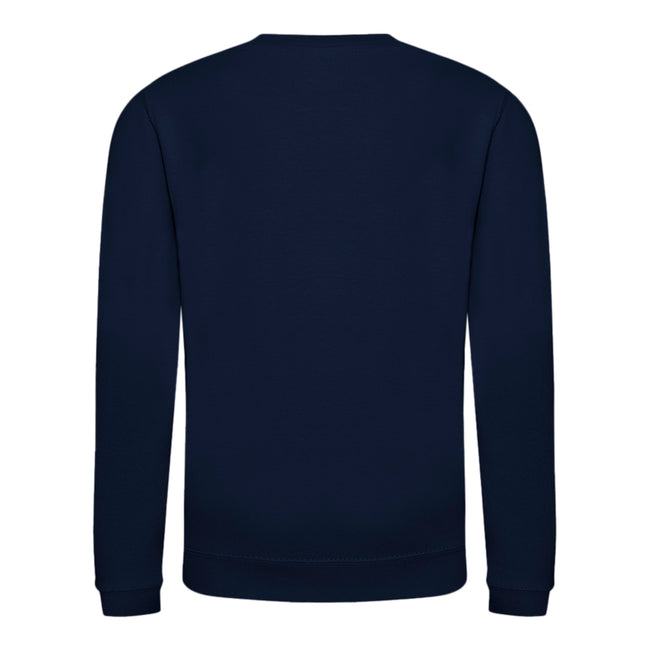 New French Navy - Back - AWDis Just Hoods Childrens-Kids Plain Crew Neck Sweatshirt