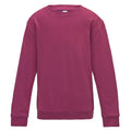 Hot Pink - Front - AWDis Just Hoods Childrens-Kids Plain Crew Neck Sweatshirt