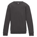 Charcoal - Front - AWDis Just Hoods Childrens-Kids Plain Crew Neck Sweatshirt