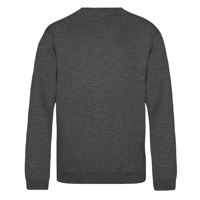 Charcoal - Back - AWDis Just Hoods Childrens-Kids Plain Crew Neck Sweatshirt