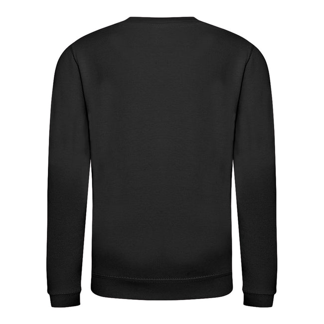 Jet Black - Back - AWDis Just Hoods Childrens-Kids Plain Crew Neck Sweatshirt