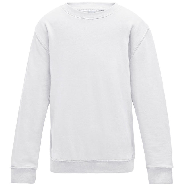 Arctic White - Front - AWDis Just Hoods Childrens-Kids Plain Crew Neck Sweatshirt