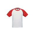 White-Red - Front - B&C Childrens Boys Short Sleeve Baseball T-Shirt