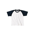 White-Navy - Front - B&C Childrens Boys Short Sleeve Baseball T-Shirt
