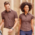 Coffee Bean - Back - B&C Womens-Ladies Black Tie Formal Short Sleeve Work Shirt