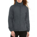 Dark Grey - Back - B&C Womens-Ladies ID.601 Hooded Showerproof Windbreaker Jacket