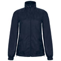 Navy - Front - B&C Womens-Ladies ID.601 Hooded Showerproof Windbreaker Jacket