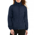 Navy - Back - B&C Womens-Ladies ID.601 Hooded Showerproof Windbreaker Jacket