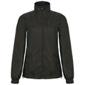 Black - Front - B&C Womens-Ladies ID.601 Hooded Showerproof Windbreaker Jacket
