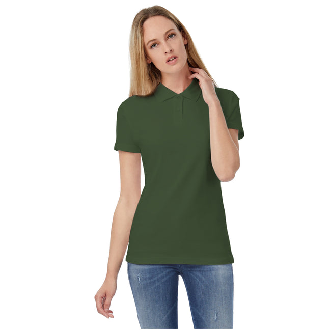 Bottle Green - Back - B&C Womens-Ladies ID.001 Plain Short Sleeve Polo Shirt