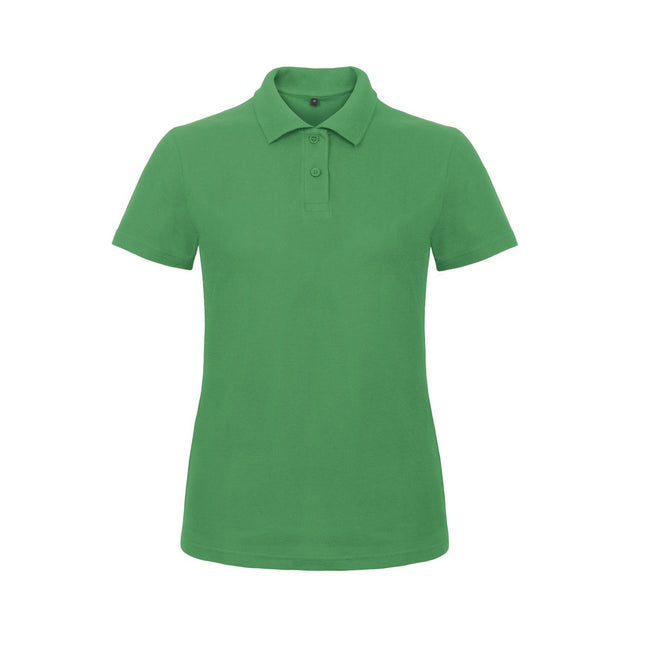 Kelly Green - Front - B&C Womens-Ladies ID.001 Plain Short Sleeve Polo Shirt