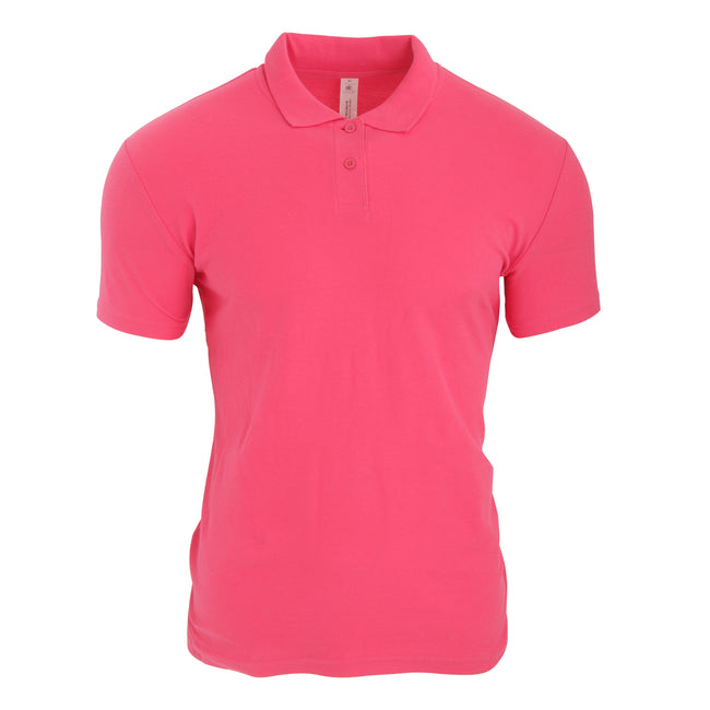 Fuchsia - Front - B&C Womens-Ladies ID.001 Plain Short Sleeve Polo Shirt
