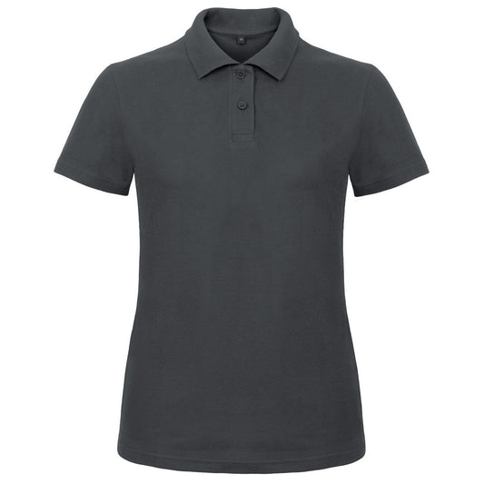 Anthracite - Front - B&C Womens-Ladies ID.001 Plain Short Sleeve Polo Shirt