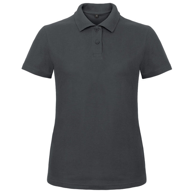 Anthracite - Front - B&C Womens-Ladies ID.001 Plain Short Sleeve Polo Shirt