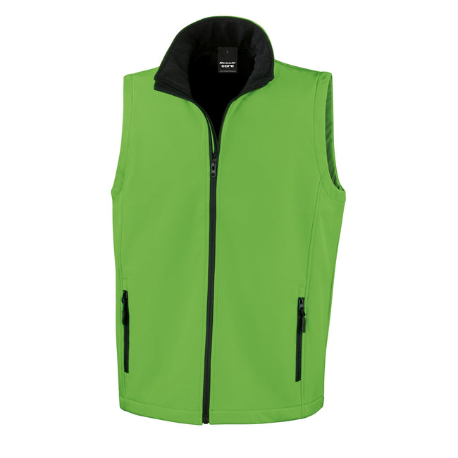 Vivid Green - Black - Front - Result Mens Core Printable Softshell Bodywarmer