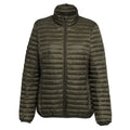 Olive - Front - 2786 Womens-Ladies Tribe Hooded Fineline Padded Jacket