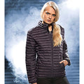 Aubergine - Back - 2786 Womens-Ladies Tribe Hooded Fineline Padded Jacket