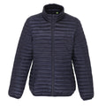 Navy - Front - 2786 Womens-Ladies Tribe Hooded Fineline Padded Jacket