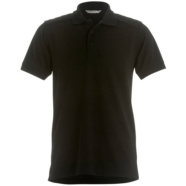 Black - Front - Kustom Kit Mens Klassic Heavyweight Slim Fit Polo