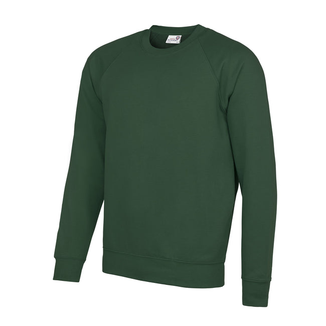 Green - Front - AWDis Academy Mens Crew Neck Raglan Sweatshirt