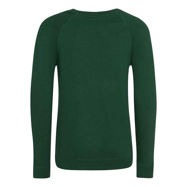 Green - Back - AWDis Academy Childrens-Kids Crew Neck Raglan School Sweatshirt