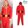 Red-White - Lifestyle - Comfy Co Unisex Christmas Santa Hooded All In One Onesie (280 GSM)