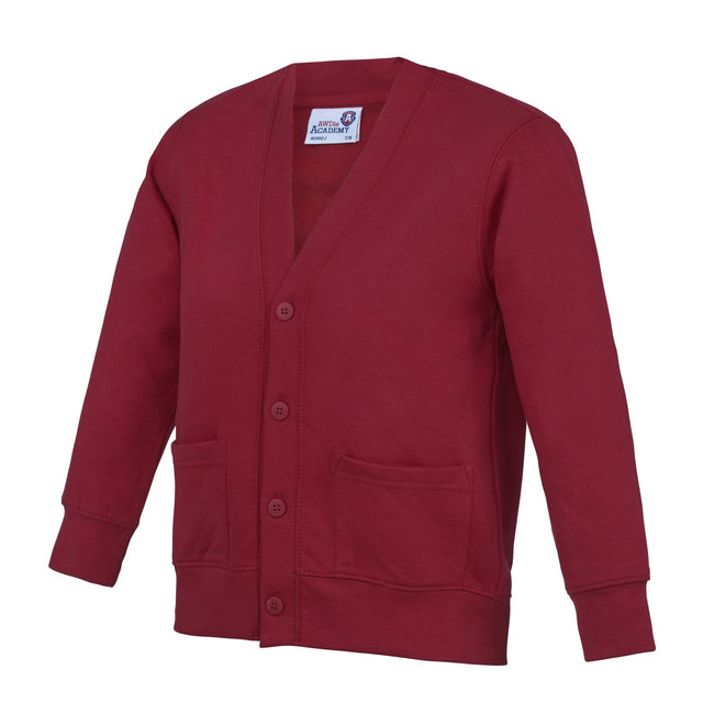 Burgundy - Front - AWDis Academy Childrens-Kids Button Up School Cardigan