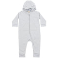 Heather Grey - Front - Larkwood Baby Unisex Fleece All-In-One Romper Suit
