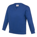 Deep Royal - Front - AWDis Academy Childrens-Kids Junior V Neck School Jumper-Sweatshirt