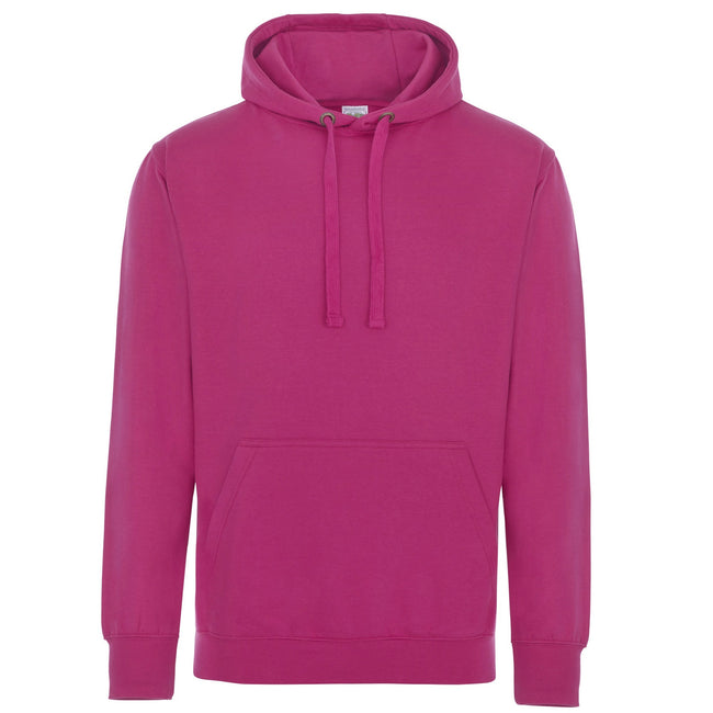 Hot Pink - Front - AWDis Just Hoods Adults Unisex Supersoft Hooded Sweatshirt-Hoodie