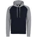 Oxford Navy-Heather Grey - Front - Awdis Just Hoods Adults Unisex Two Tone Hooded Baseball Sweatshirt-Hoodie