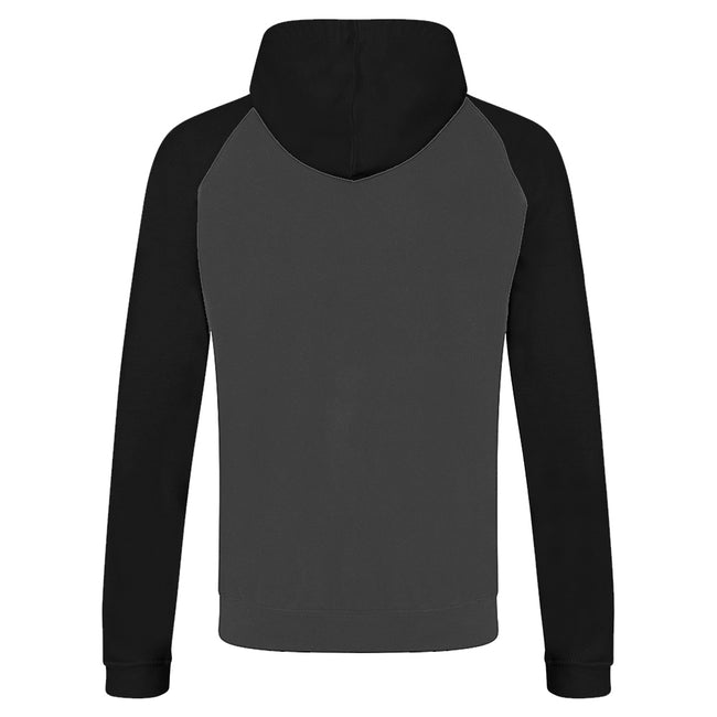 Charcoal-Jet Black - Back - Awdis Just Hoods Adults Unisex Two Tone Hooded Baseball Sweatshirt-Hoodie