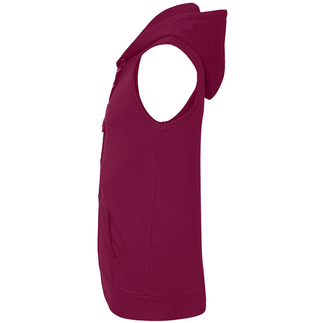 Burgundy - Side - AWDis Just Hoods Womens-Ladies Girlie Sleeveless Full Zip Hoodie