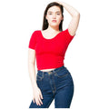 Red - Back - American Apparel Womens-Ladies Plain Cropped Short Sleeve T-Shirt